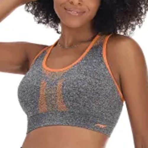 Detalhe - Top Zee Rucci Fitness Sem Bojo Zr0400-004 Grafite/Laranja