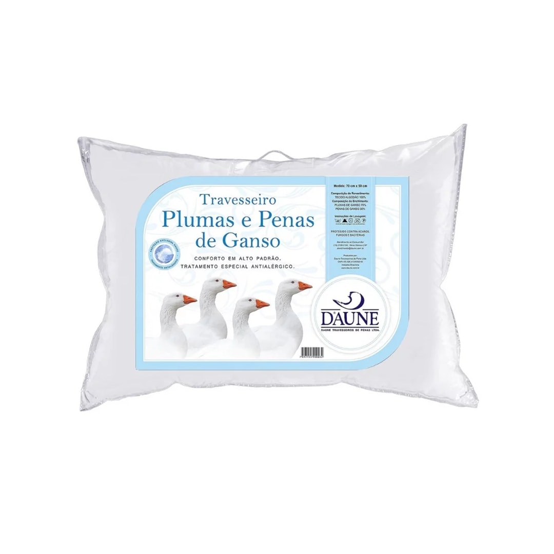 Travesseiro Daune 50X70 70% Plumas 30% Penas Branco Travesseiro Daune 50X70 70% Plumas 30% Penas Branco