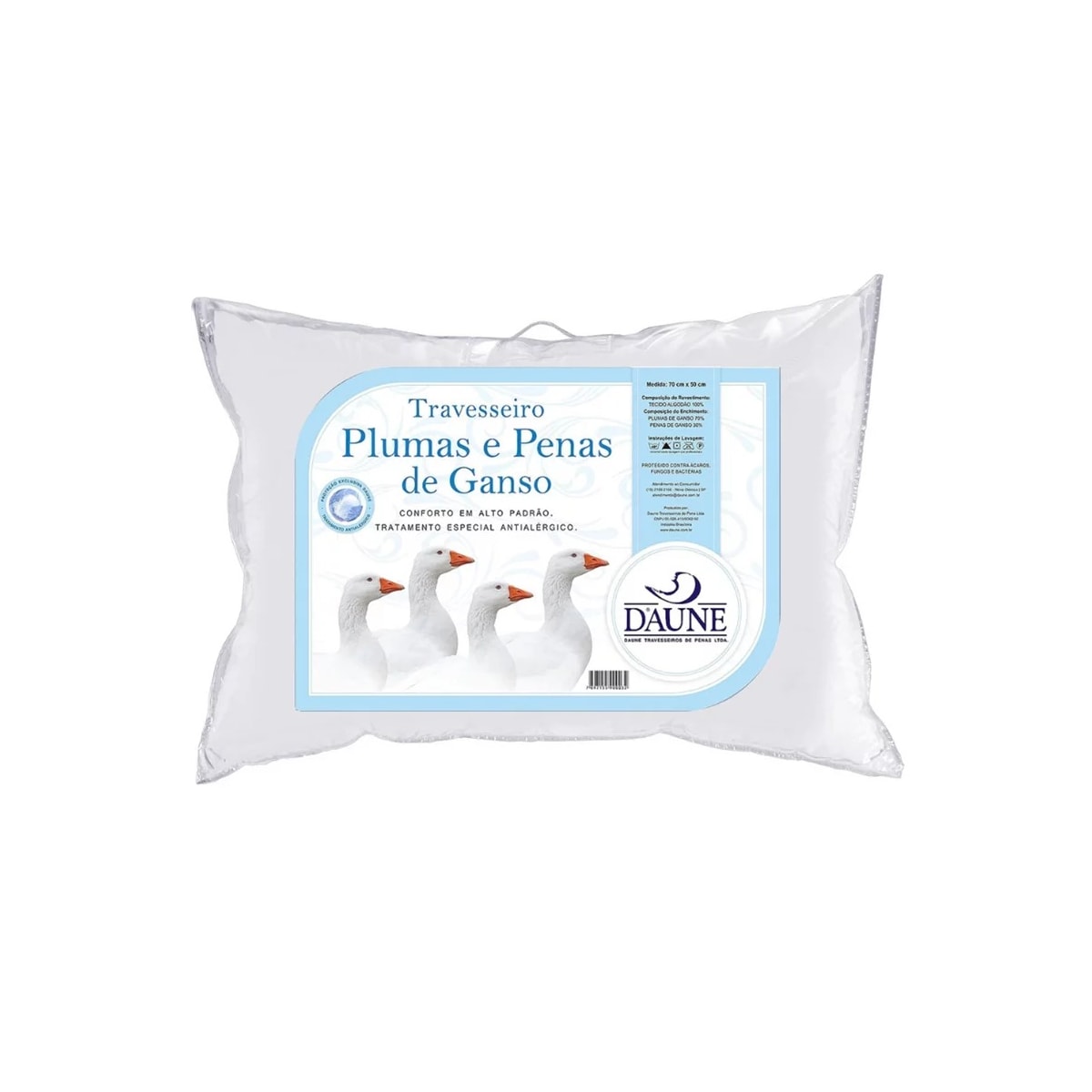 Travesseiro Daune 50X70 70% Plumas 30% Penas Branco Travesseiro Daune 50X70 70% Plumas 30% Penas Branco