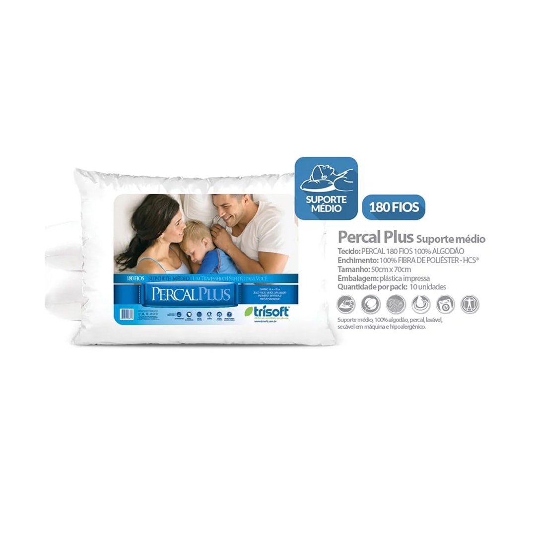 Travesseiro Trisoft Percal Plus Trapett Branco