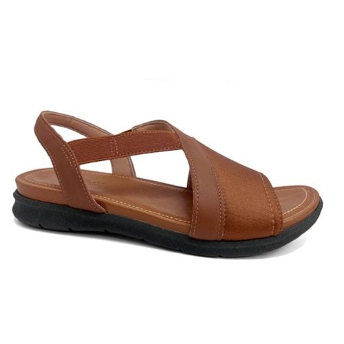 Usaflex Sandalia Feminina Elastano Conforto Couro Aa3008 Canela