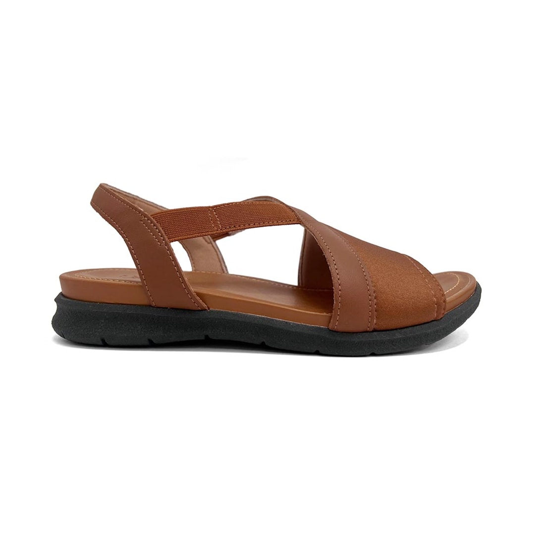 Usaflex Sandalia Feminina Elastano Conforto Couro Aa3008 Canela