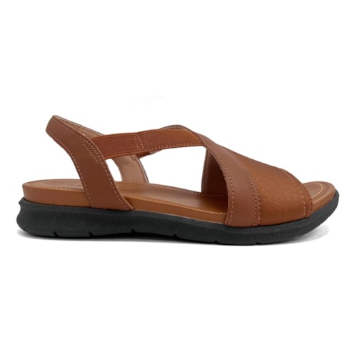 Detalhe - Usaflex Sandalia Feminina Elastano Conforto Couro Aa3008 Canela