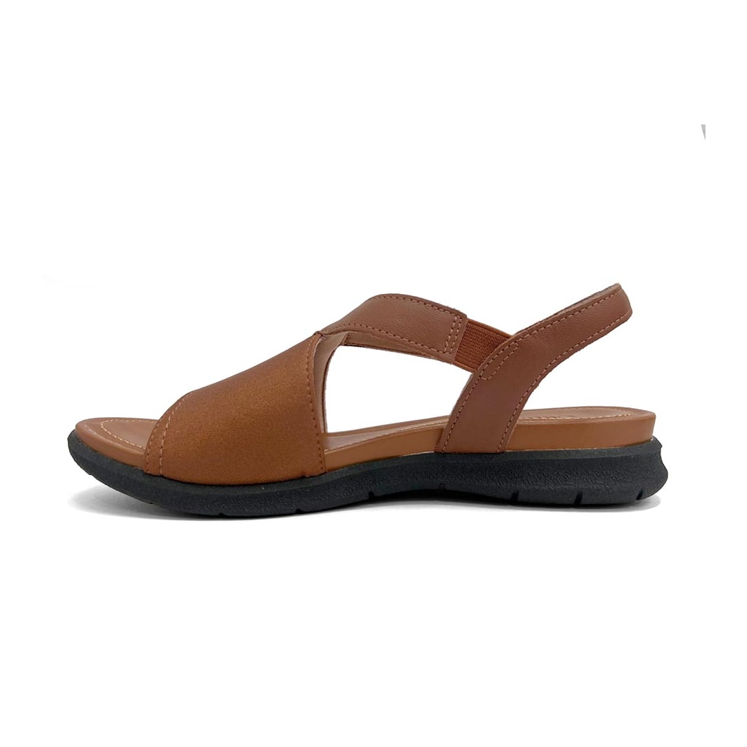 Usaflex Sandalia Feminina Elastano Conforto Couro Aa3008 Canela