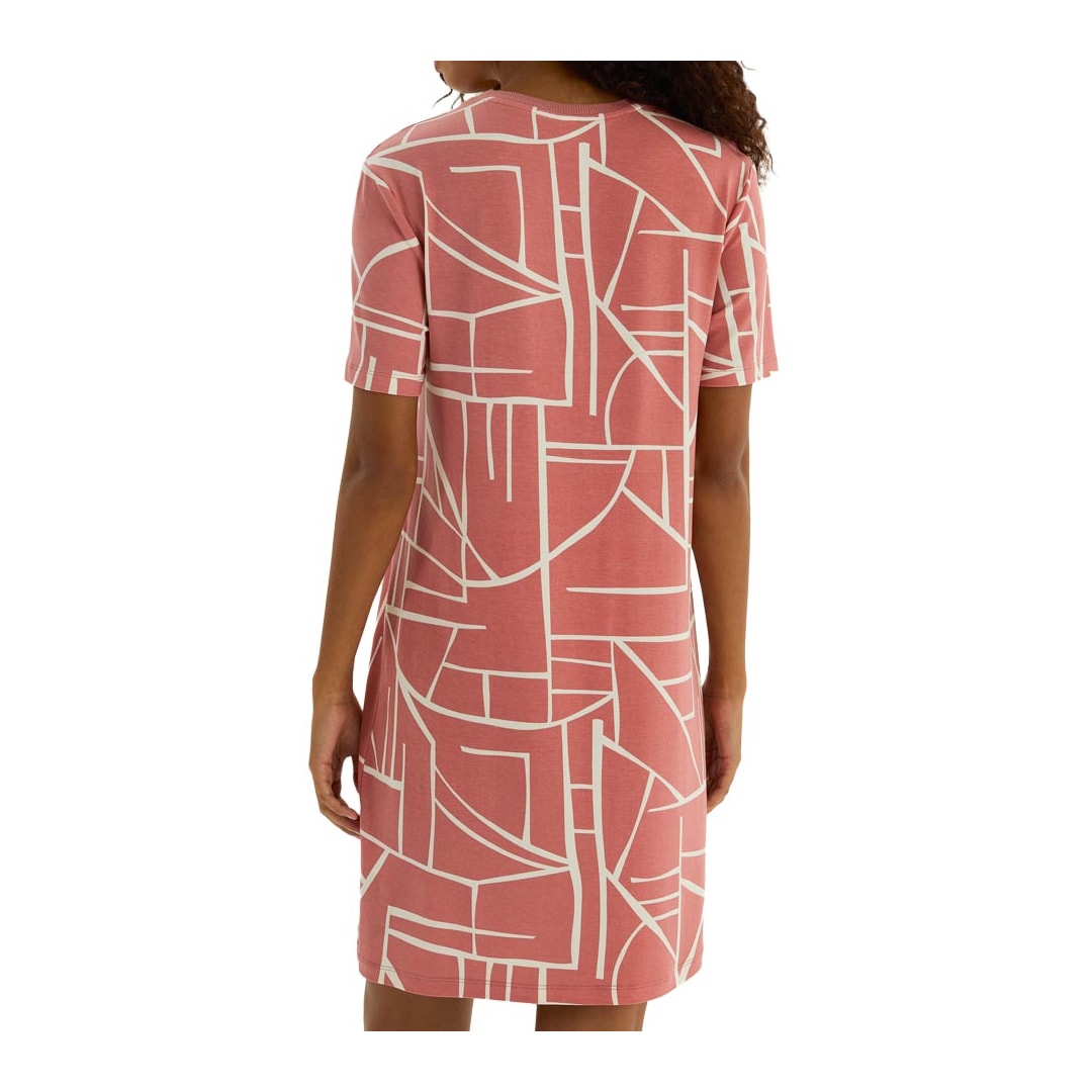 Vestido Hering Curto Meia Manga Em Viscose 0Bgd Goiaba