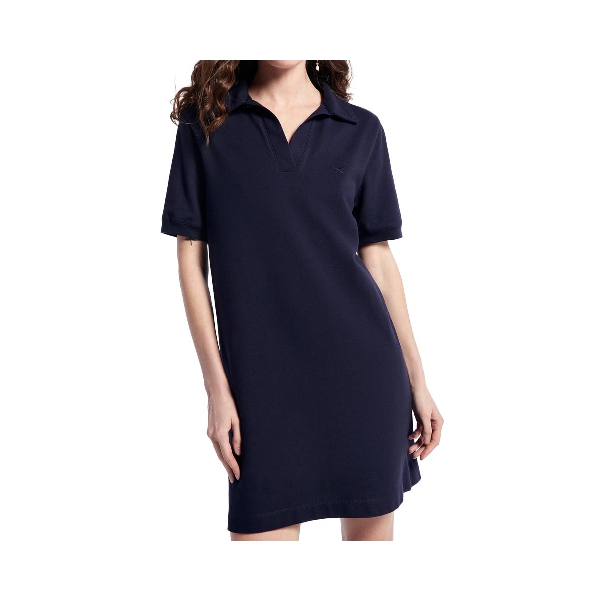 Vestido Hering Curto Polo Em Malha Piquet 0Beq Azul Marinho
