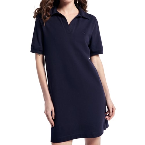 Vestido Hering Curto Polo Em Malha Piquet 0Beq Azul Marinho