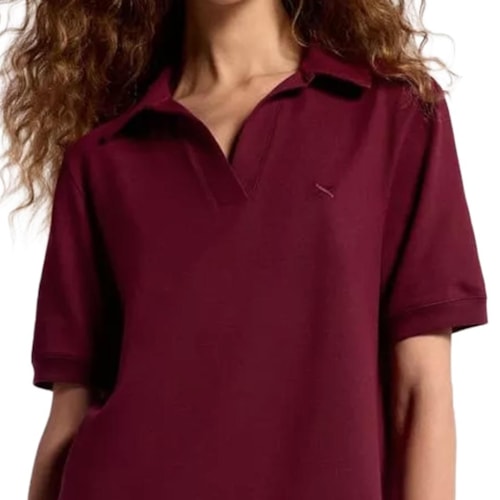 Detalhe - Vestido Hering Curto Polo Em Malha Piquet 0Beq Marsala