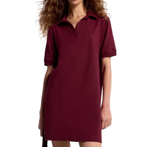 Vestido Hering Curto Polo Em Malha Piquet 0Beq Marsala