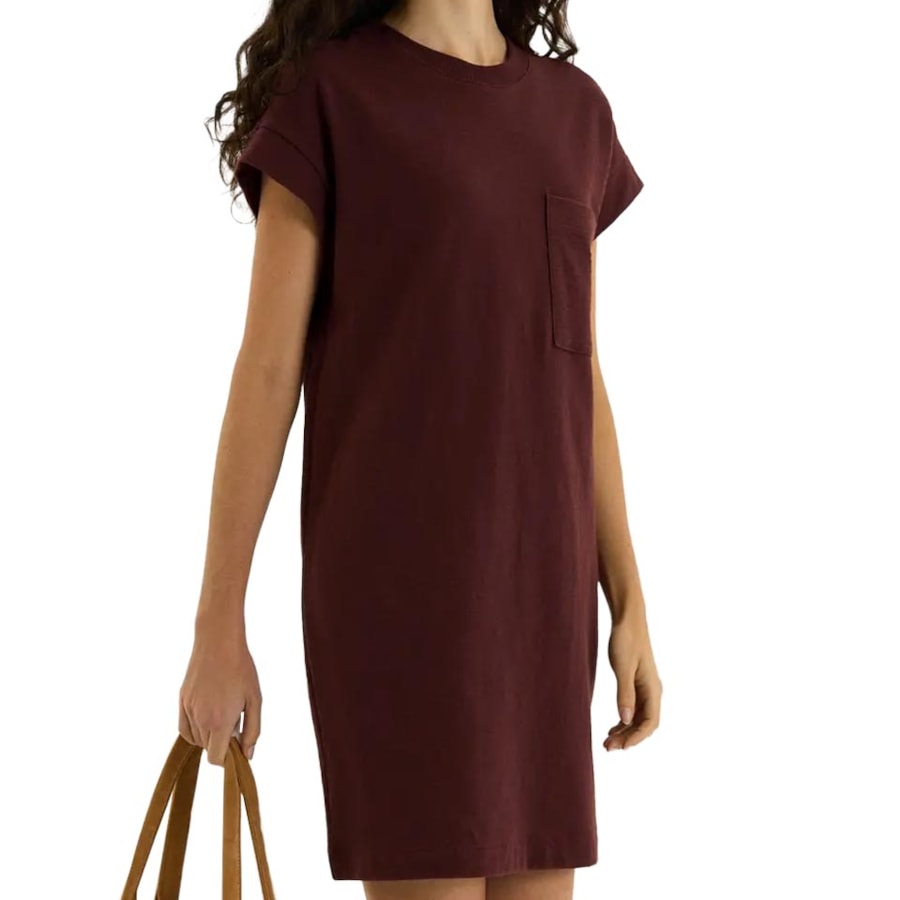 Vestido Hering Curto Texturizado Com Bolso 0B5d Bordo