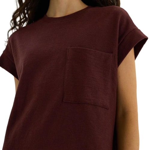 Detalhe - Vestido Hering Curto Texturizado Com Bolso 0B5d Bordo