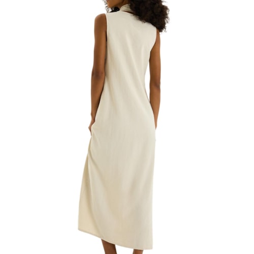 Detalhe - Vestido Hering Longo Amarração KH1E Off White