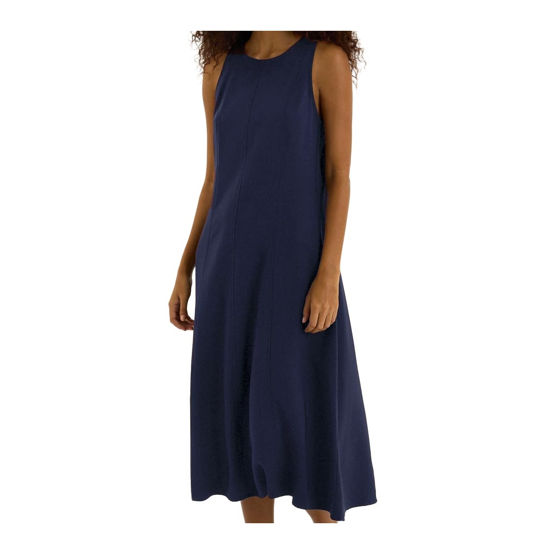 Vestido Hering Midi Trapézio Em Viscose K6UY Marinho Vestido Hering Midi Trapézio Em Viscose K6UY Marinho