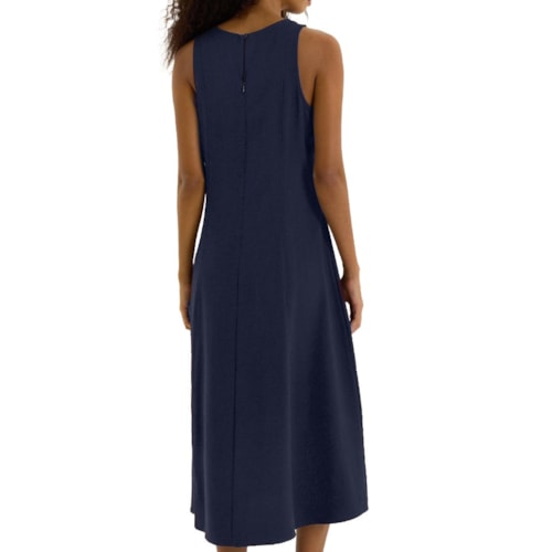 Detalhe - Vestido Hering Midi Trapézio Em Viscose K6UY Marinho