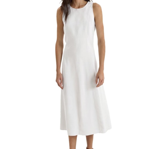 Vestido Hering Midi Trapézio Em Viscose K6uy Off White