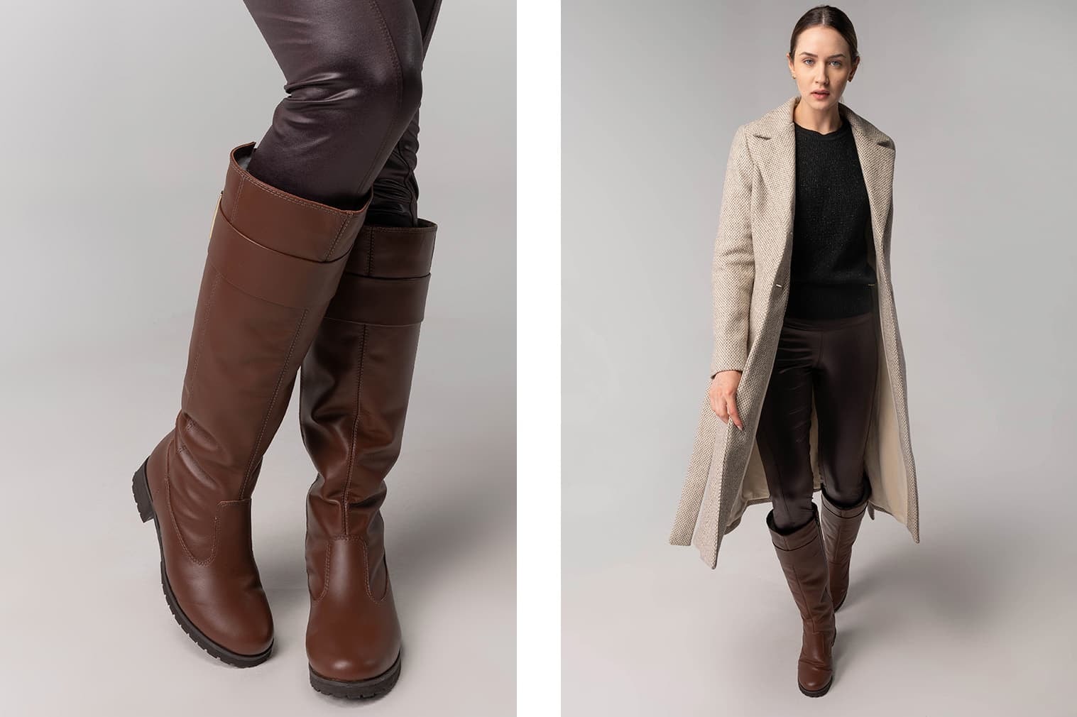 Look com bota de cano longo feminina para o frio